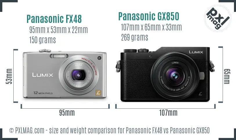 Panasonic FX48 vs Panasonic GX850 size comparison