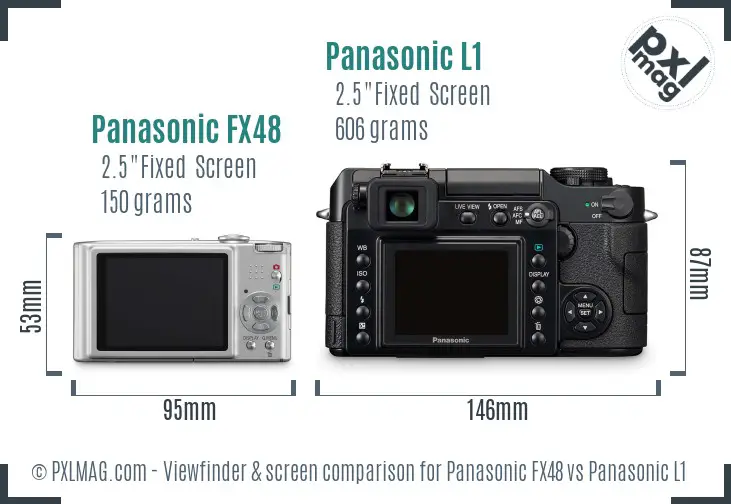 Panasonic FX48 vs Panasonic L1 Screen and Viewfinder comparison