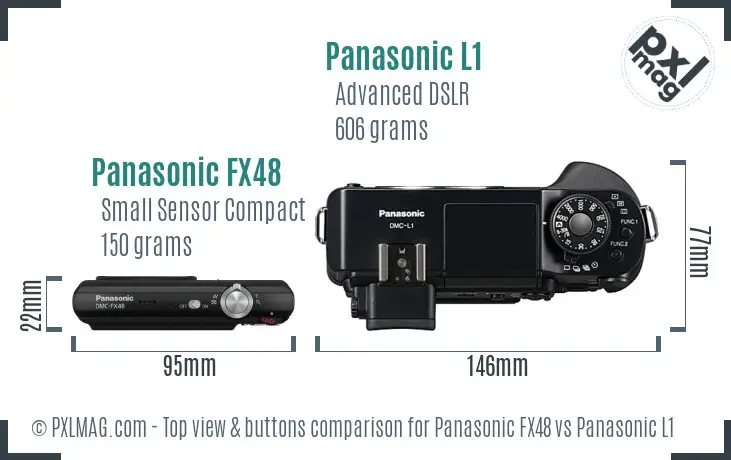 Panasonic FX48 vs Panasonic L1 top view buttons comparison