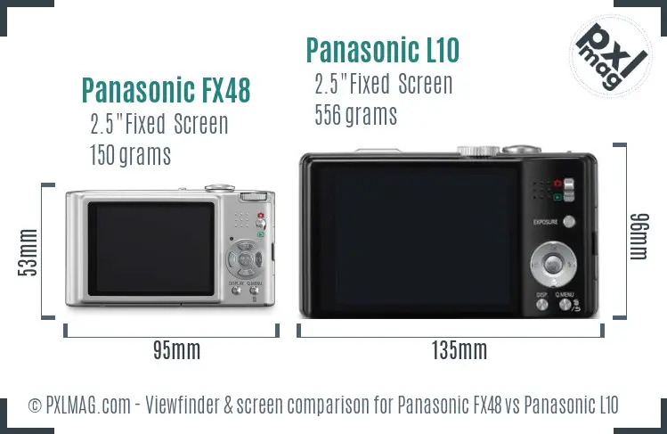 Panasonic FX48 vs Panasonic L10 Screen and Viewfinder comparison