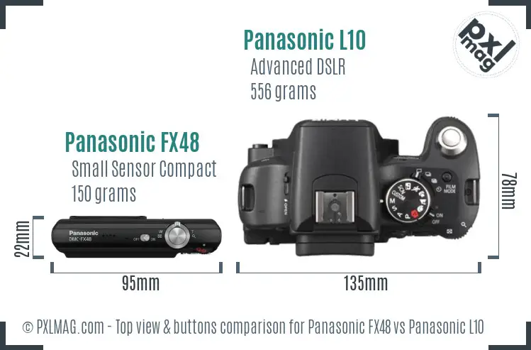 Panasonic FX48 vs Panasonic L10 top view buttons comparison