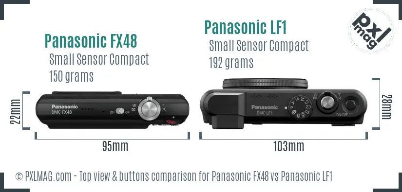 Panasonic FX48 vs Panasonic LF1 top view buttons comparison