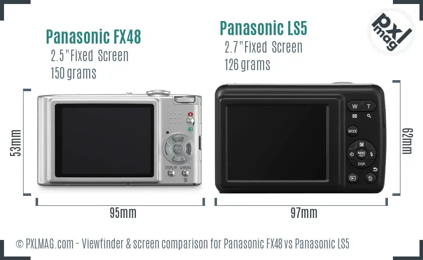 Panasonic FX48 vs Panasonic LS5 Screen and Viewfinder comparison