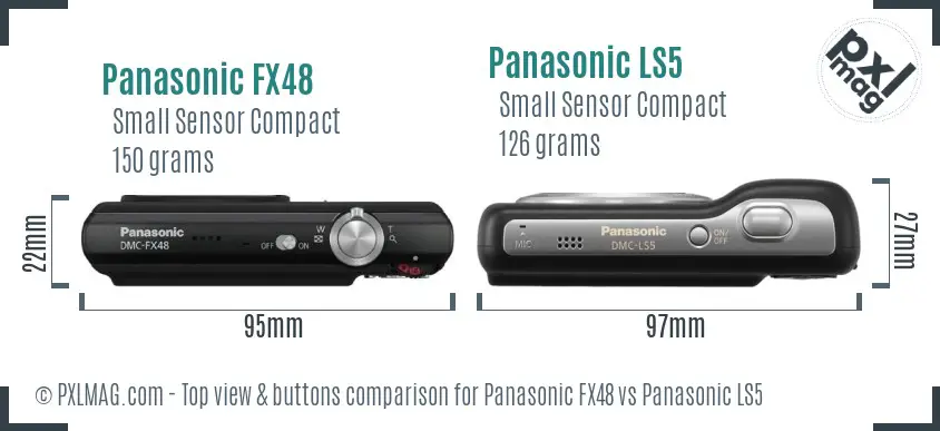 Panasonic FX48 vs Panasonic LS5 top view buttons comparison