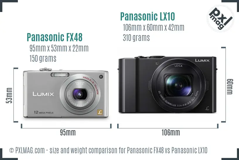 Panasonic FX48 vs Panasonic LX10 size comparison