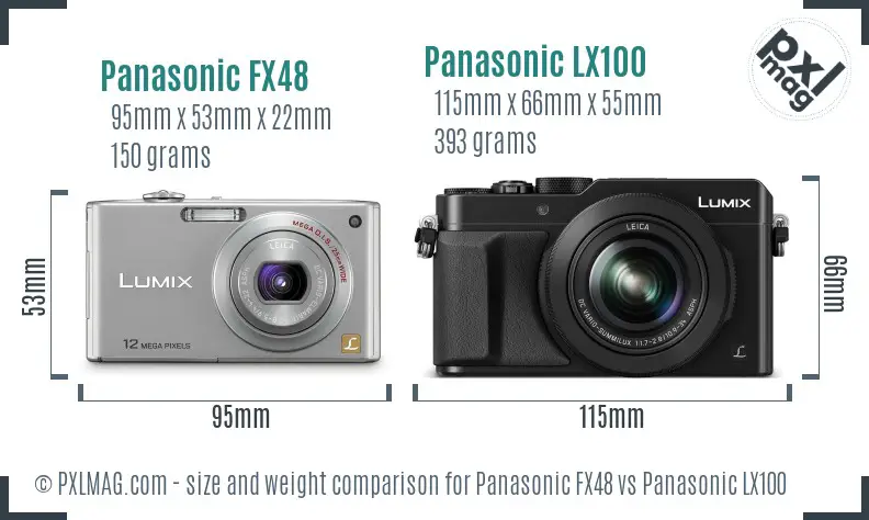 Panasonic FX48 vs Panasonic LX100 size comparison