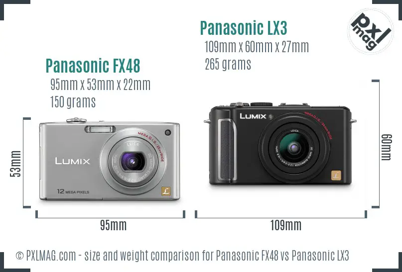 Panasonic FX48 vs Panasonic LX3 size comparison