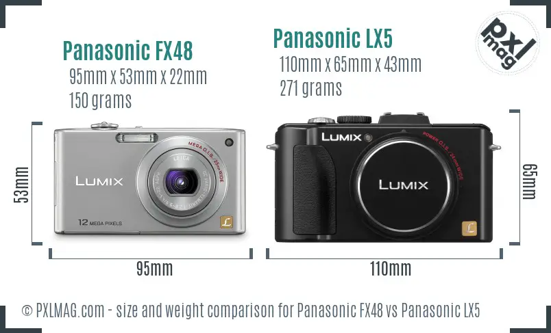Panasonic FX48 vs Panasonic LX5 size comparison