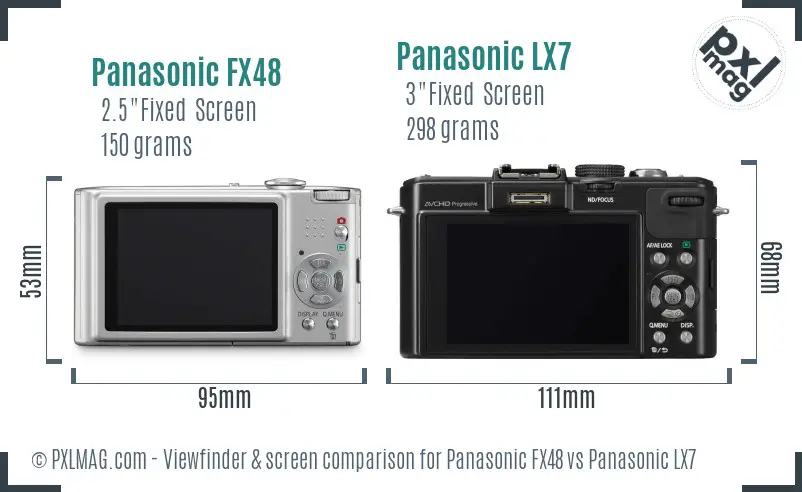 Panasonic FX48 vs Panasonic LX7 Screen and Viewfinder comparison