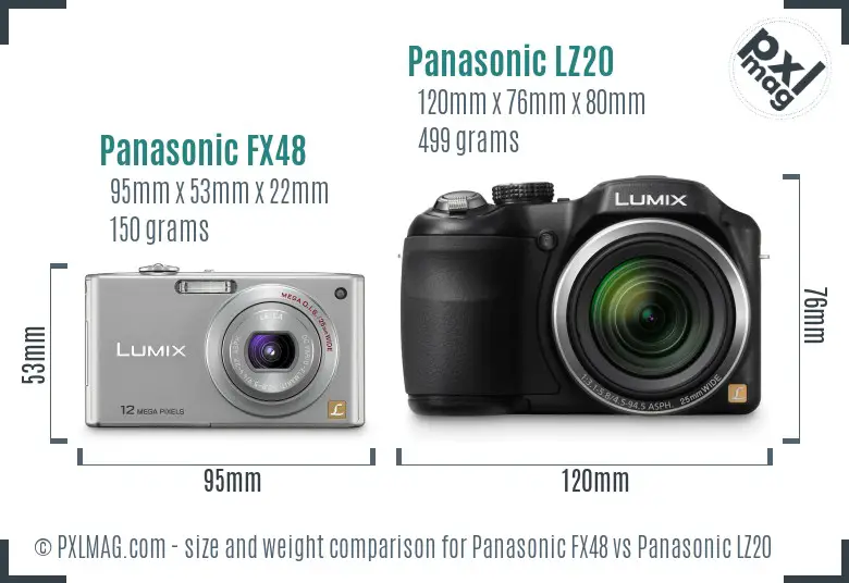 Panasonic FX48 vs Panasonic LZ20 size comparison