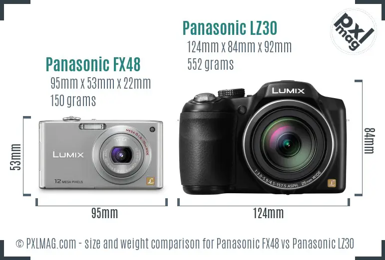 Panasonic FX48 vs Panasonic LZ30 size comparison