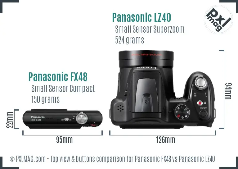 Panasonic FX48 vs Panasonic LZ40 top view buttons comparison