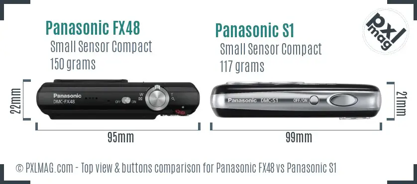 Panasonic FX48 vs Panasonic S1 top view buttons comparison