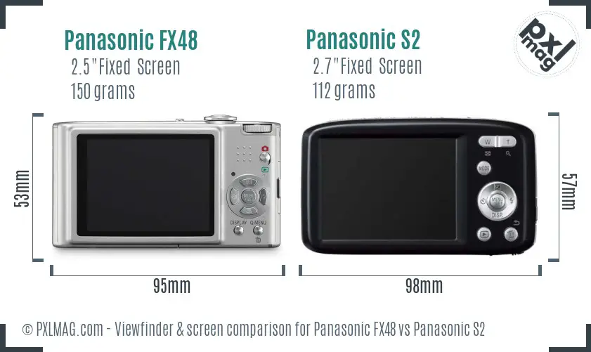 Panasonic FX48 vs Panasonic S2 Screen and Viewfinder comparison
