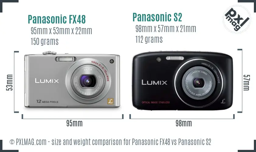 Panasonic FX48 vs Panasonic S2 size comparison