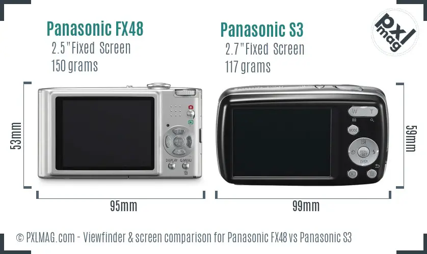 Panasonic FX48 vs Panasonic S3 Screen and Viewfinder comparison