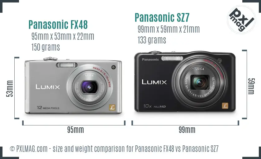 Panasonic FX48 vs Panasonic SZ7 size comparison