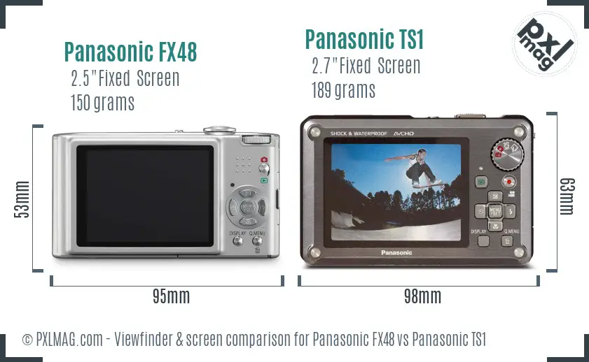 Panasonic FX48 vs Panasonic TS1 Screen and Viewfinder comparison