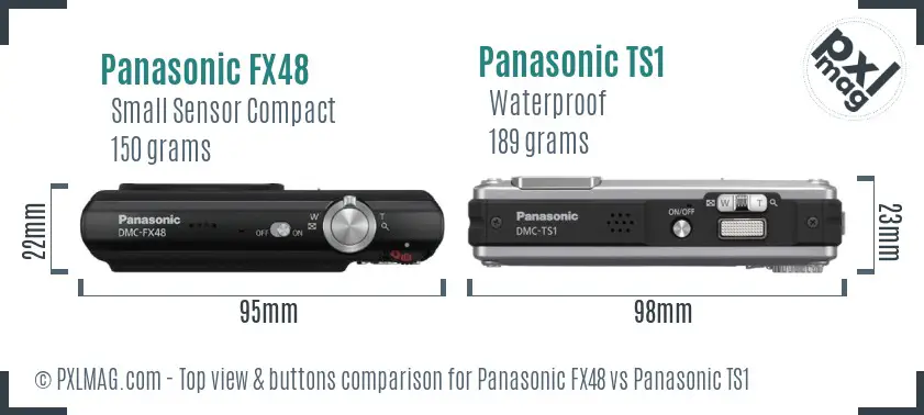 Panasonic FX48 vs Panasonic TS1 top view buttons comparison