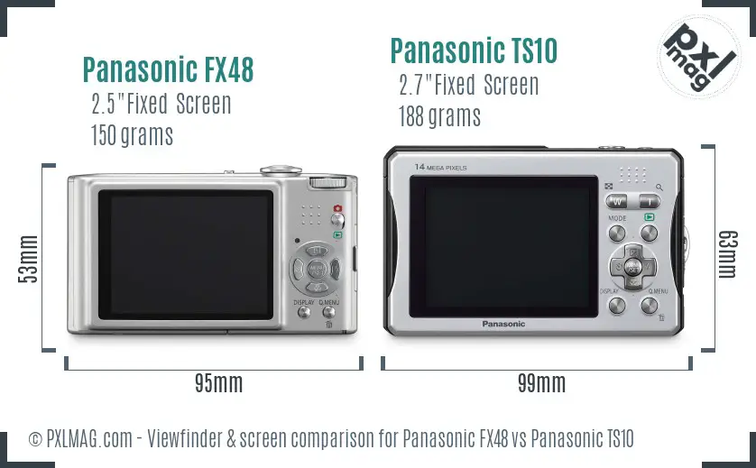 Panasonic FX48 vs Panasonic TS10 Screen and Viewfinder comparison