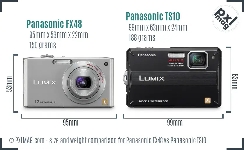 Panasonic FX48 vs Panasonic TS10 size comparison
