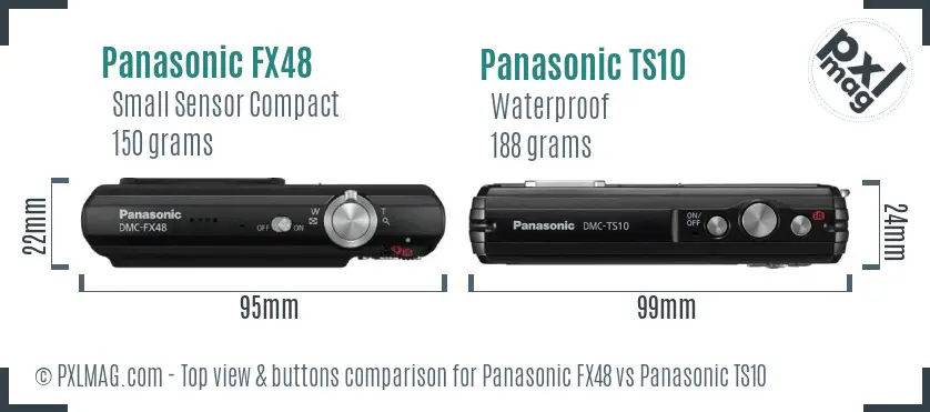 Panasonic FX48 vs Panasonic TS10 top view buttons comparison