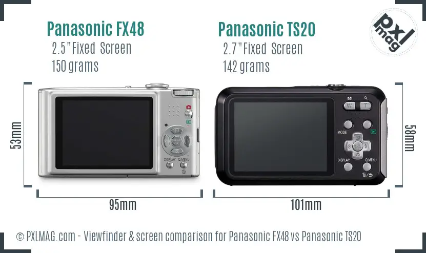 Panasonic FX48 vs Panasonic TS20 Screen and Viewfinder comparison