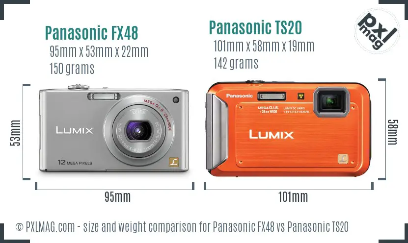 Panasonic FX48 vs Panasonic TS20 size comparison