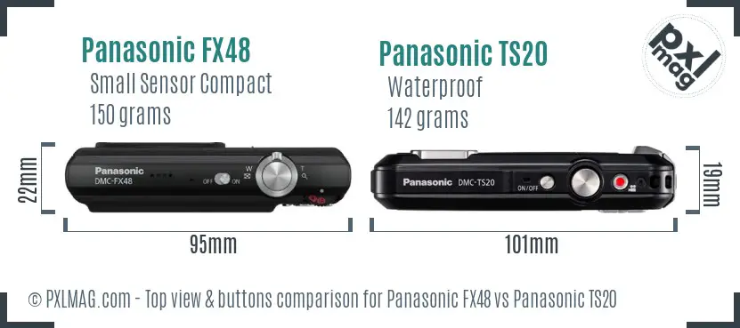 Panasonic FX48 vs Panasonic TS20 top view buttons comparison