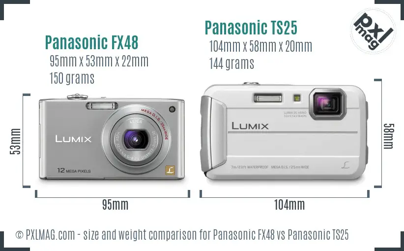 Panasonic FX48 vs Panasonic TS25 size comparison