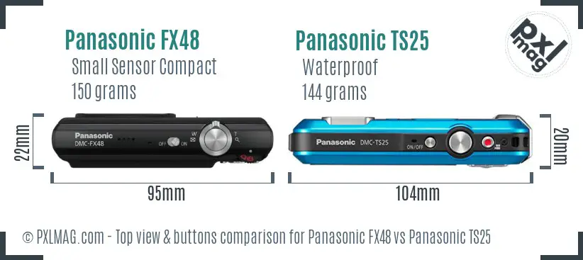 Panasonic FX48 vs Panasonic TS25 top view buttons comparison
