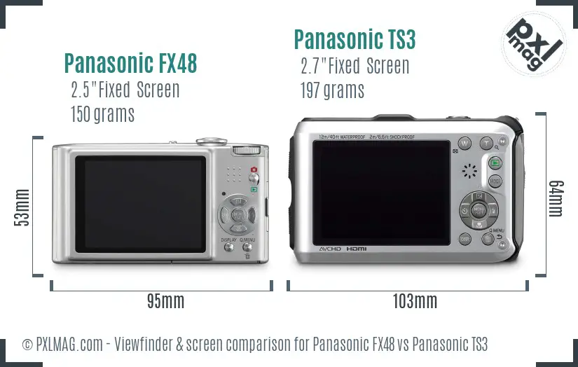 Panasonic FX48 vs Panasonic TS3 Screen and Viewfinder comparison