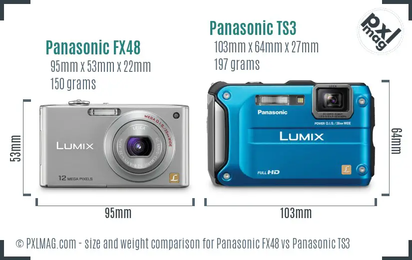 Panasonic FX48 vs Panasonic TS3 size comparison