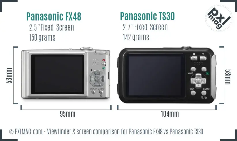 Panasonic FX48 vs Panasonic TS30 Screen and Viewfinder comparison