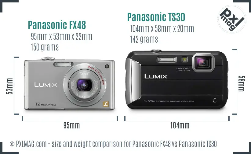 Panasonic FX48 vs Panasonic TS30 size comparison
