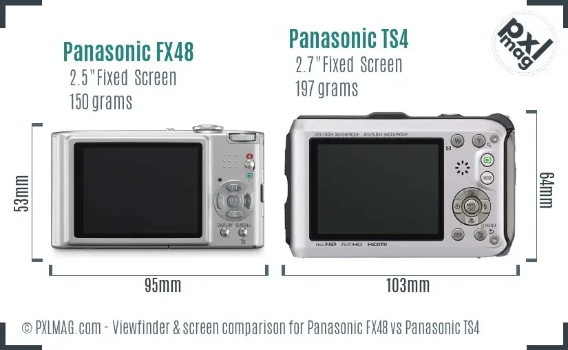 Panasonic FX48 vs Panasonic TS4 Screen and Viewfinder comparison