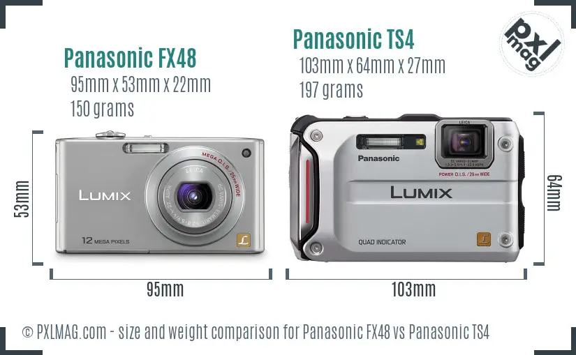 Panasonic FX48 vs Panasonic TS4 size comparison