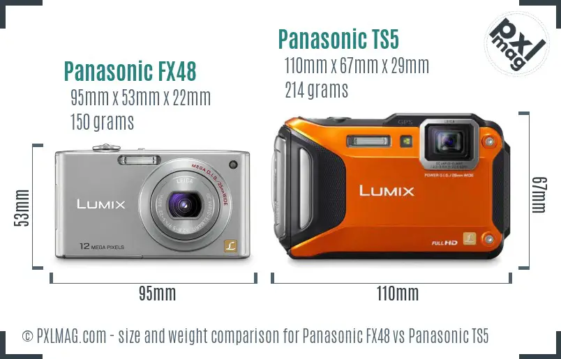Panasonic FX48 vs Panasonic TS5 size comparison