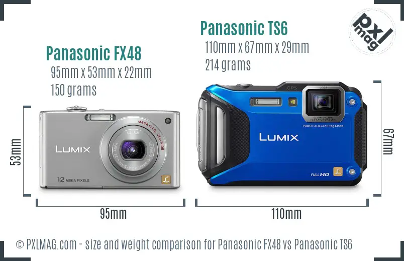 Panasonic FX48 vs Panasonic TS6 size comparison