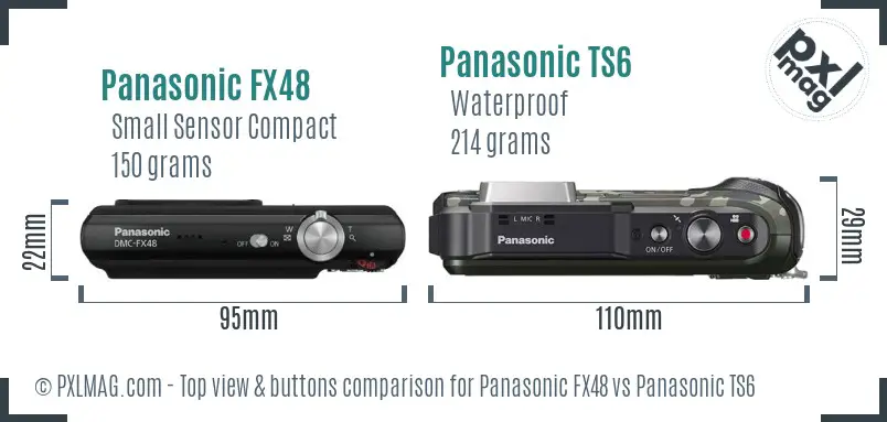 Panasonic FX48 vs Panasonic TS6 top view buttons comparison