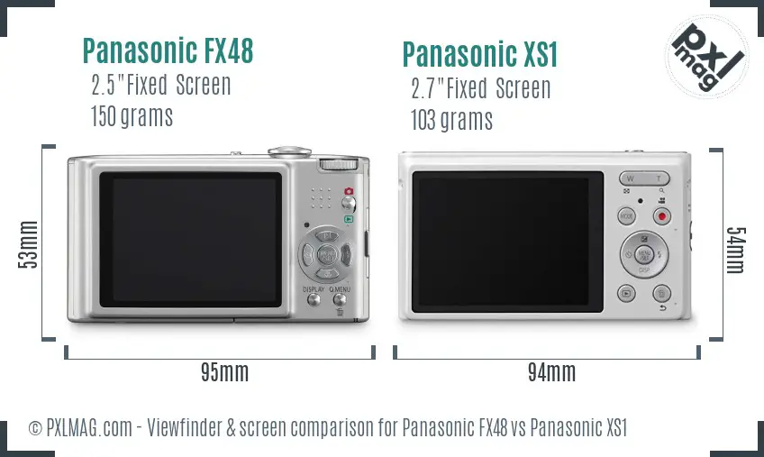 Panasonic FX48 vs Panasonic XS1 Screen and Viewfinder comparison