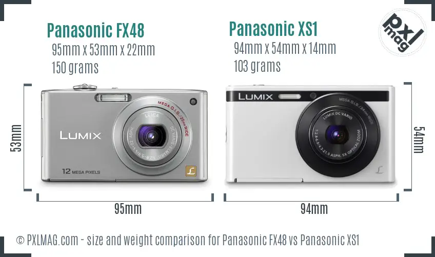 Panasonic FX48 vs Panasonic XS1 size comparison
