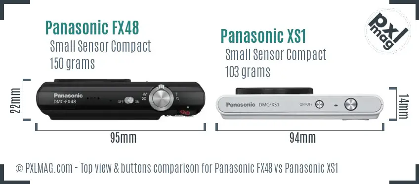 Panasonic FX48 vs Panasonic XS1 top view buttons comparison