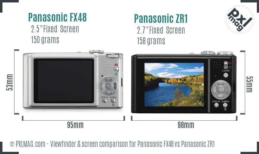 Panasonic FX48 vs Panasonic ZR1 Screen and Viewfinder comparison