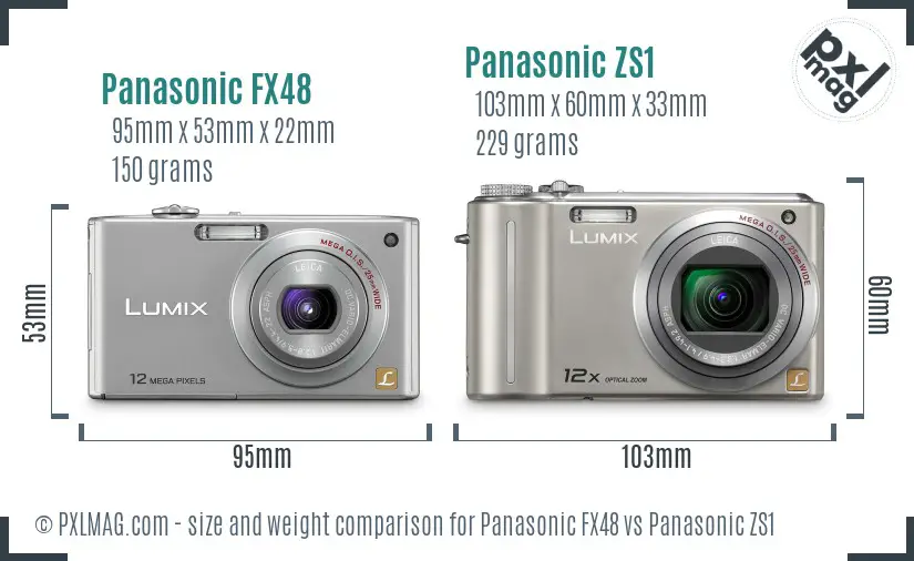 Panasonic FX48 vs Panasonic ZS1 size comparison