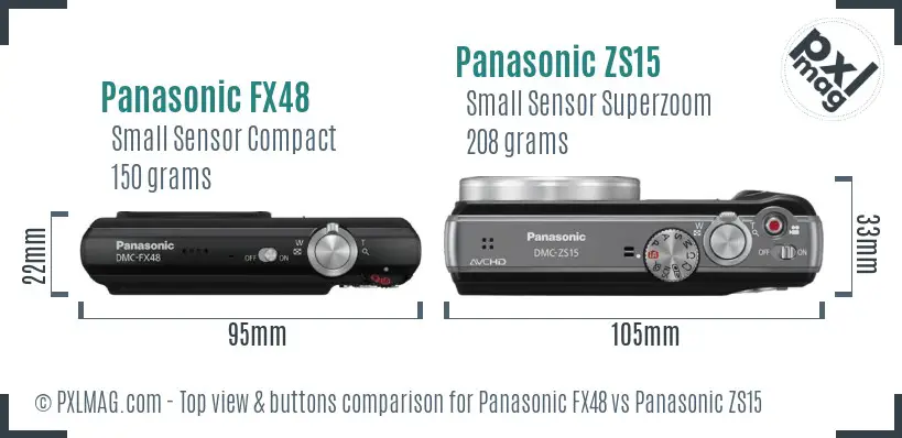 Panasonic FX48 vs Panasonic ZS15 top view buttons comparison