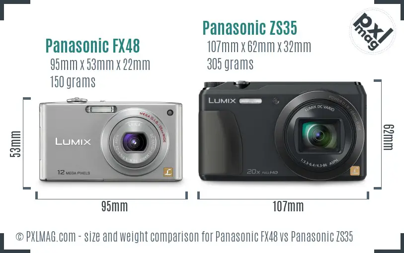 Panasonic FX48 vs Panasonic ZS35 size comparison