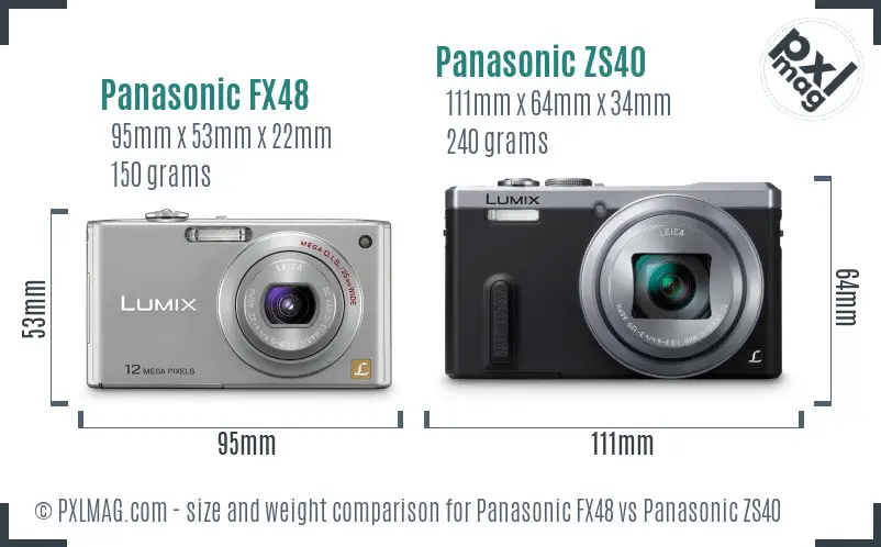 Panasonic FX48 vs Panasonic ZS40 size comparison
