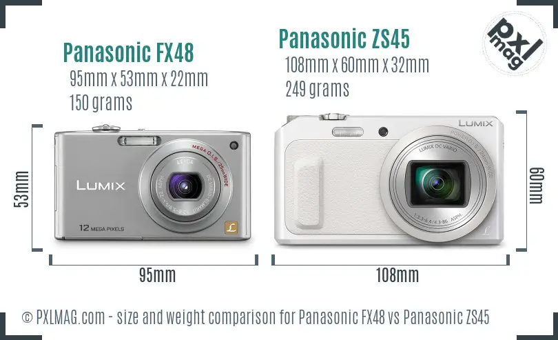 Panasonic FX48 vs Panasonic ZS45 size comparison