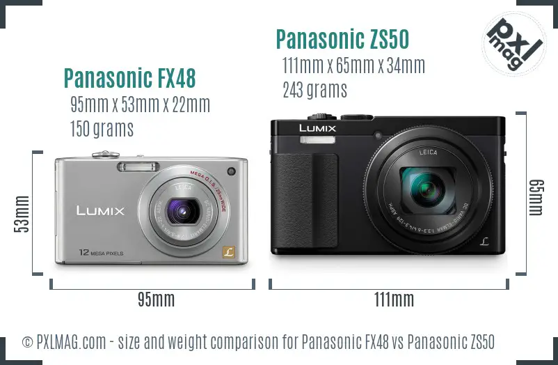 Panasonic FX48 vs Panasonic ZS50 size comparison